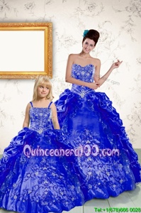 Extravagant Royal Blue Strapless Neckline Beading and Embroidery and Pick Ups Vestidos de Quinceanera Sleeveless Lace Up