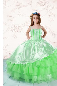 Discount Ruffled Sleeveless Organza Lace Up Little Girls Pageant Gowns for Party and Wedding Party