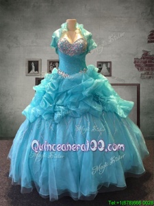 Glorious Pick Ups Sweetheart Sleeveless Lace Up 15 Quinceanera Dress Aqua Blue Organza and Tulle