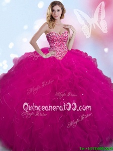 Luxury Sweetheart Sleeveless Tulle 15th Birthday Dress Beading Lace Up