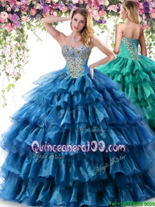 New Arrival Sleeveless Beading and Ruffled Layers Lace Up Sweet 16 Dress