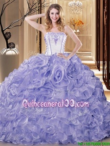 Exquisite Spring and Summer and Fall and Winter Organza Sleeveless Floor Length Quinceanera Dress andEmbroidery and Ruffles