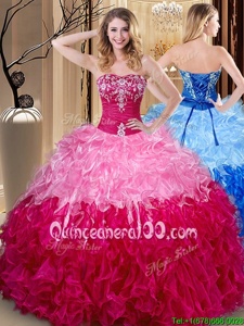 Best Selling Multi-color Sleeveless Organza Lace Up 15 Quinceanera Dress forParty and Military Ball and Sweet 16 and Quinceanera