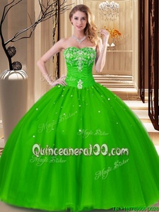 Beauteous Spring Green Sweetheart Neckline Beading and Embroidery Sweet 16 Quinceanera Dress Sleeveless Lace Up