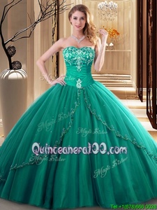 Low Price Floor Length Ball Gowns Sleeveless Dark Green Quinceanera Dress Lace Up