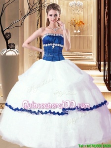 High Quality White Strapless Neckline Beading Quinceanera Gowns Sleeveless Lace Up