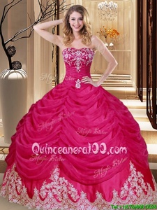 Trendy Pick Ups Floor Length Hot Pink 15 Quinceanera Dress Sweetheart Sleeveless Lace Up