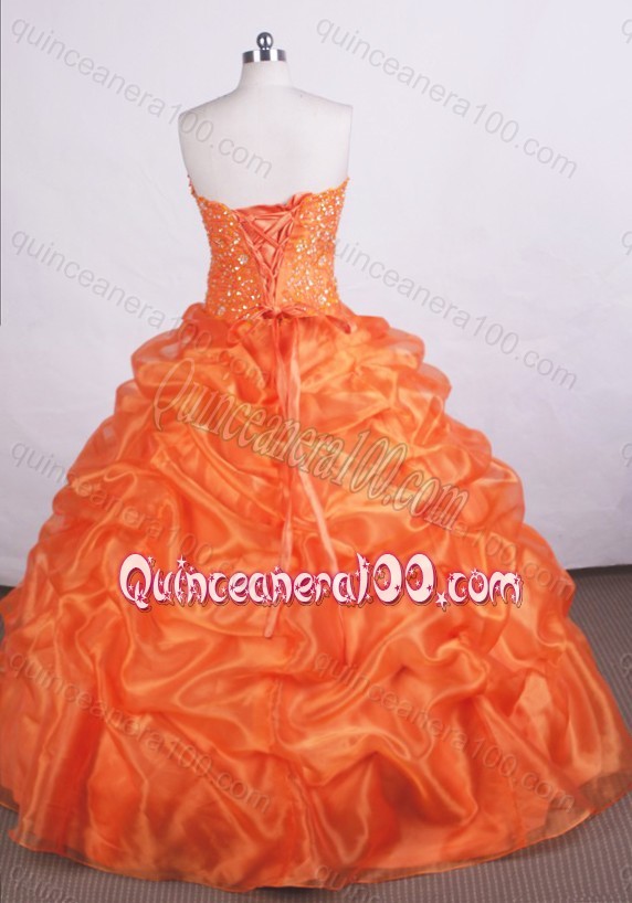 Orange Beautiful Ball Gown Strapless Beading And Pick-ups Quinceanera Dresses