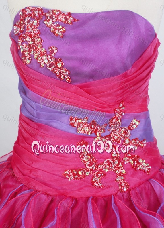 Multi-color Beading and Appliques Ball Gown Quinceanera Dresses with Ruffles