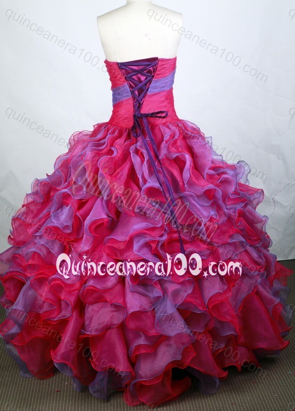 Multi-color Beading and Appliques Ball Gown Quinceanera Dresses with Ruffles