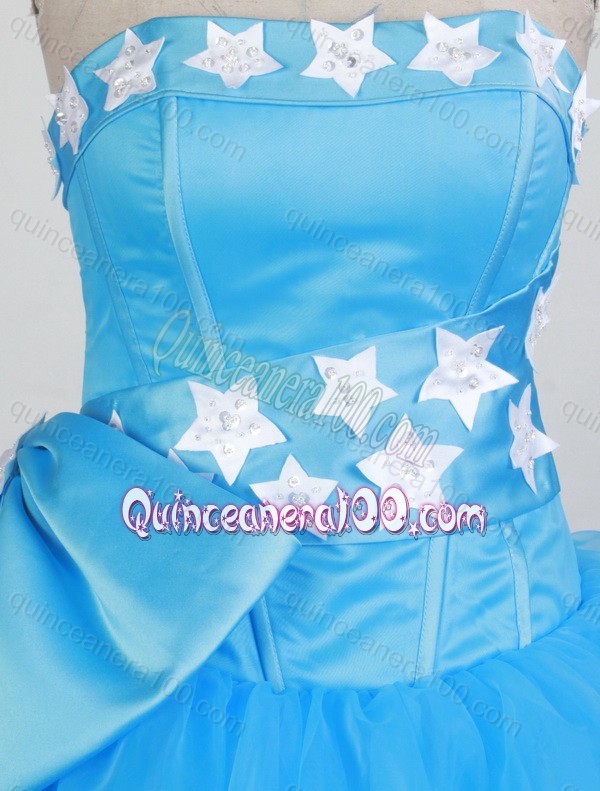 2014 Strapless Ball Gown Aqua Blue Quinceanera Dresses with Beading
