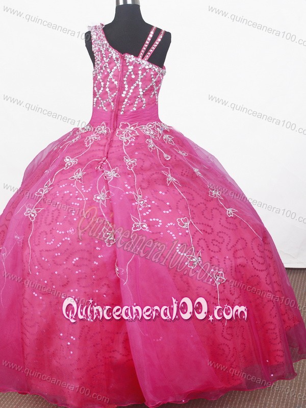 Brand New Beading Hand Made Flowers Ball Gown Straps Floor-length Little Gril Pageant Dres