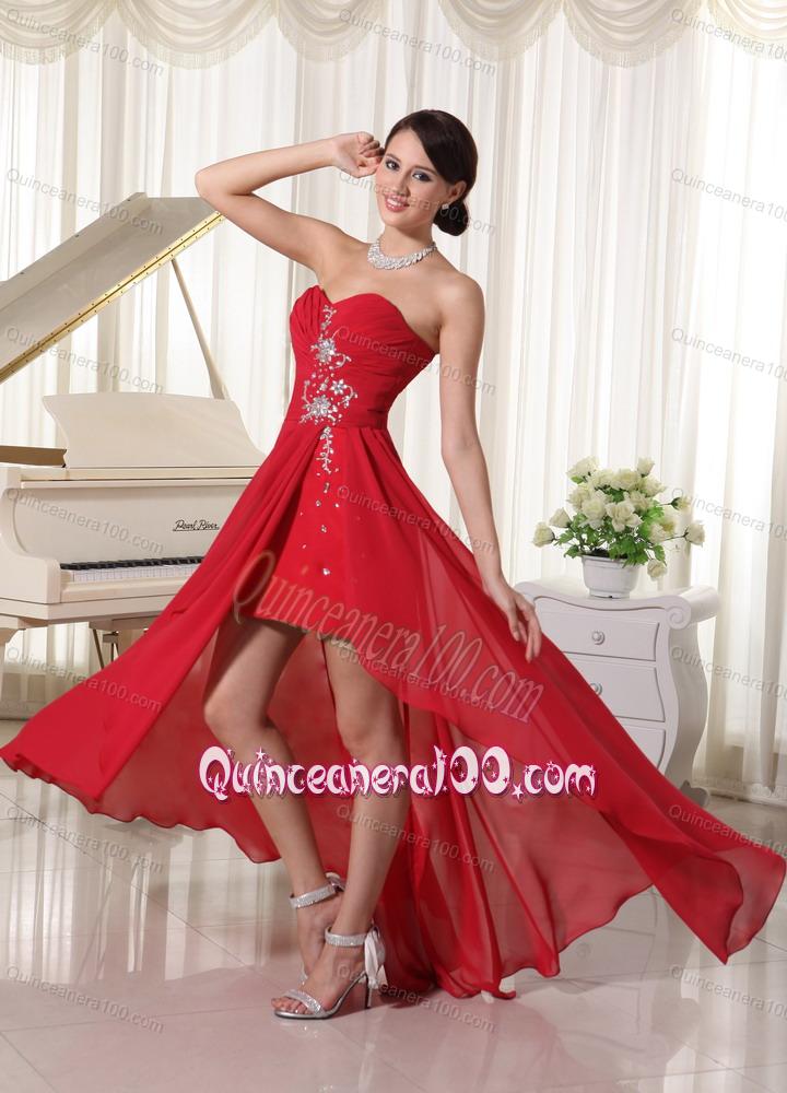 High-low Beaded Sweetheart Chiffon 16 Birthday Party Dress In Wine Red ...