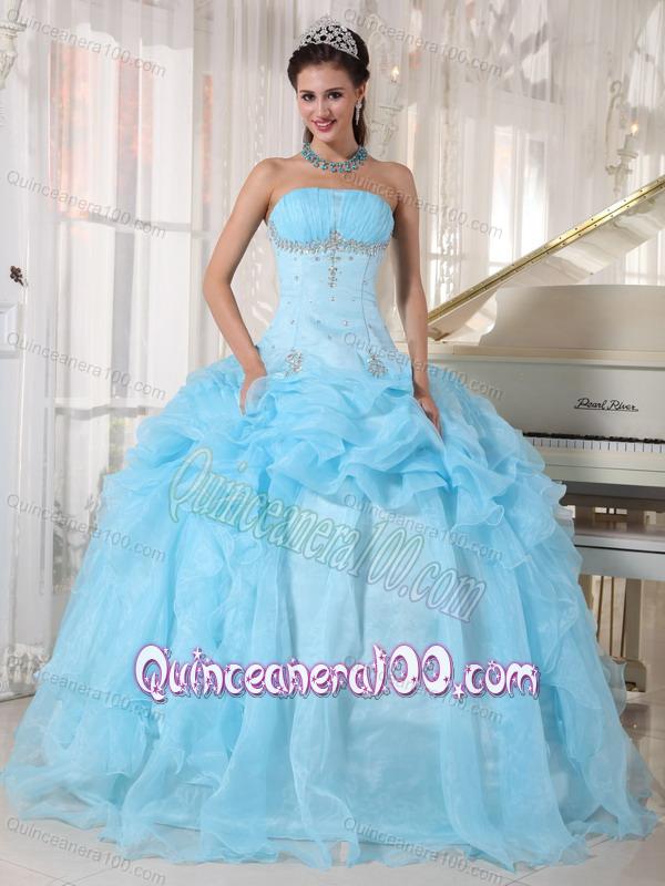 Strapless Organza Beading 16 Birthday Party Dress in Baby Blue ...