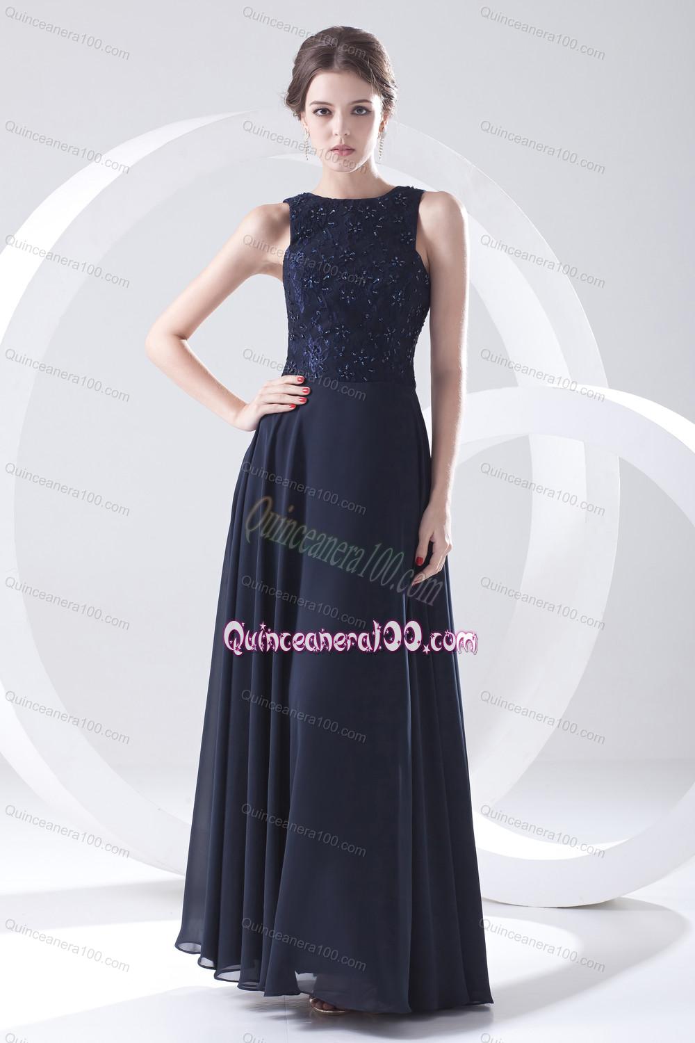 2014 Brand New Bateau Navy Blue Mother of the Dresses with Lace ...
