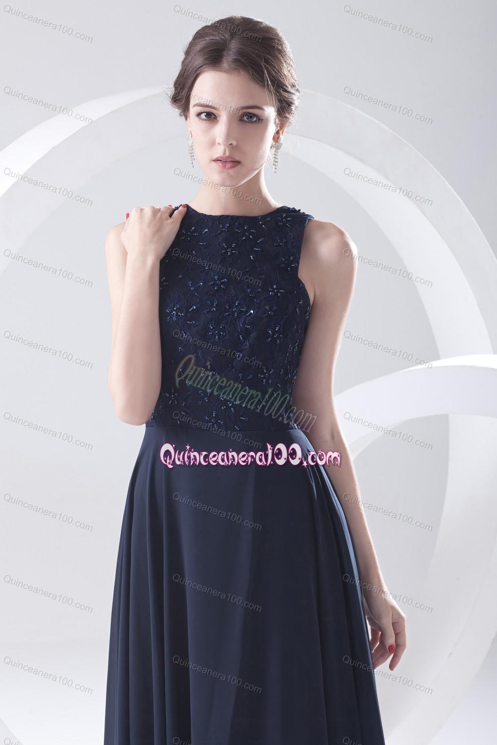 2014 Brand New Bateau Navy Blue Mother of the Dresses with Lace ...