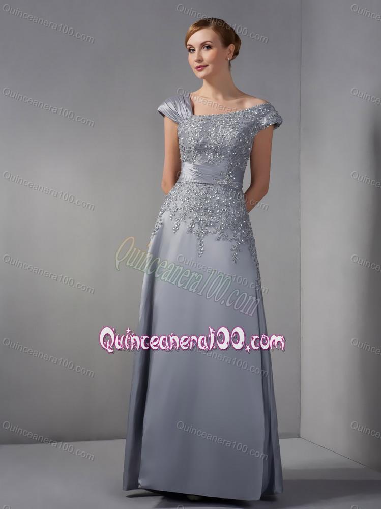 2014 Special Asymmetrical Gray Mother Of The Dress with Appliques ...