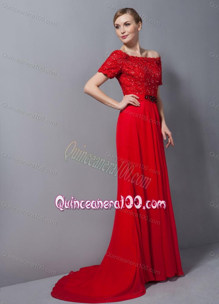 Custom Made Appliques Red Mother Of The Dress For 2014