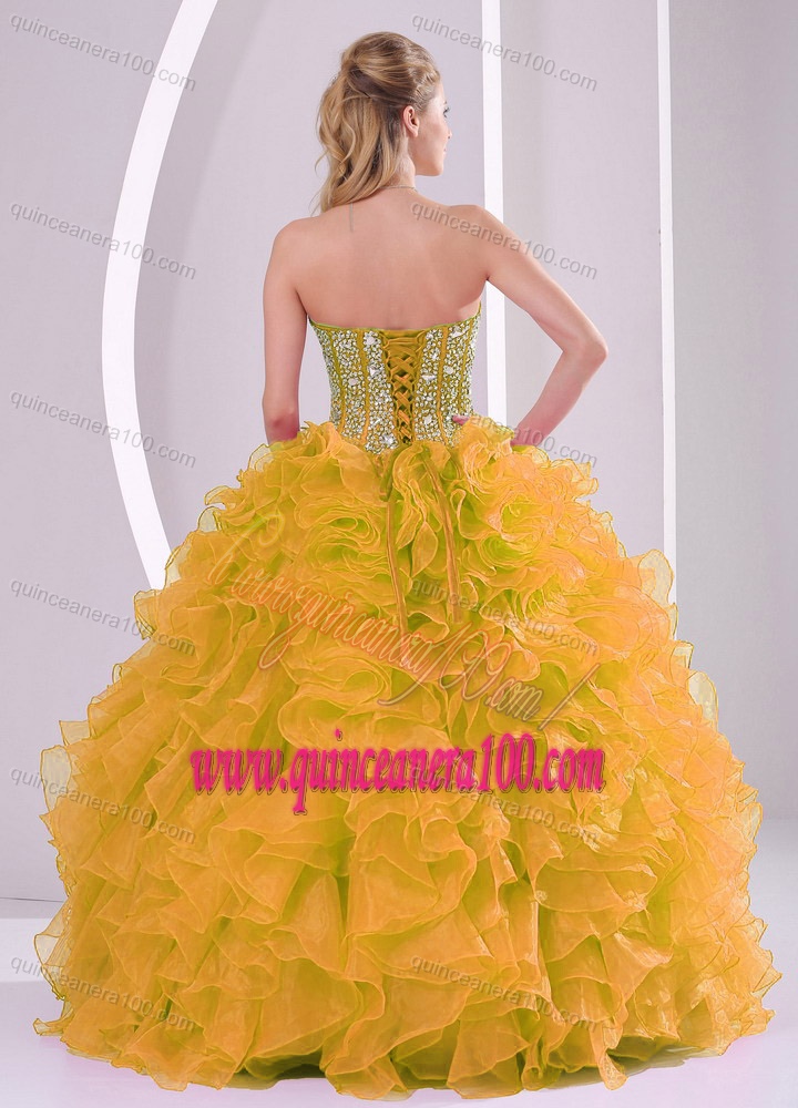 The World Music Award Beading and Ruffles Sweetheart Long 2015 Spring Quinceanera Gowns