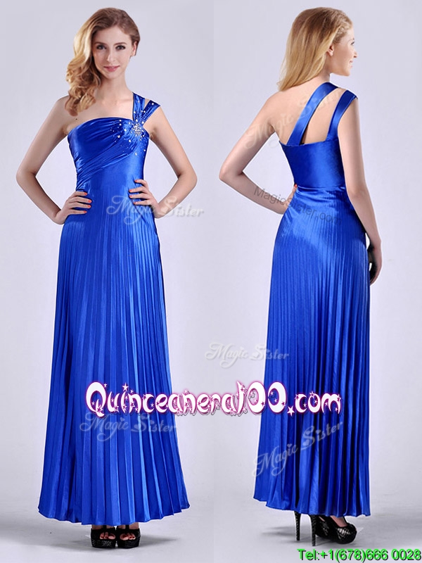 Discount Royal Blue Ankle Length Dama Dress with Beading and Pleats ...