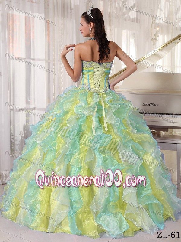 Multi-color Boning Details and Pieces Ruffles Sweet Sixteen Dresses