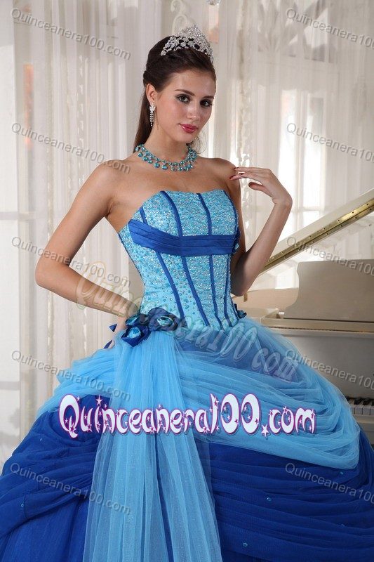 Two Tonal in Blue and Boning Details for Beading Dresses for a Quince