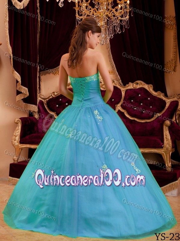 Princess Strapless Beading and Appliques Accent Quinceanera Gowns