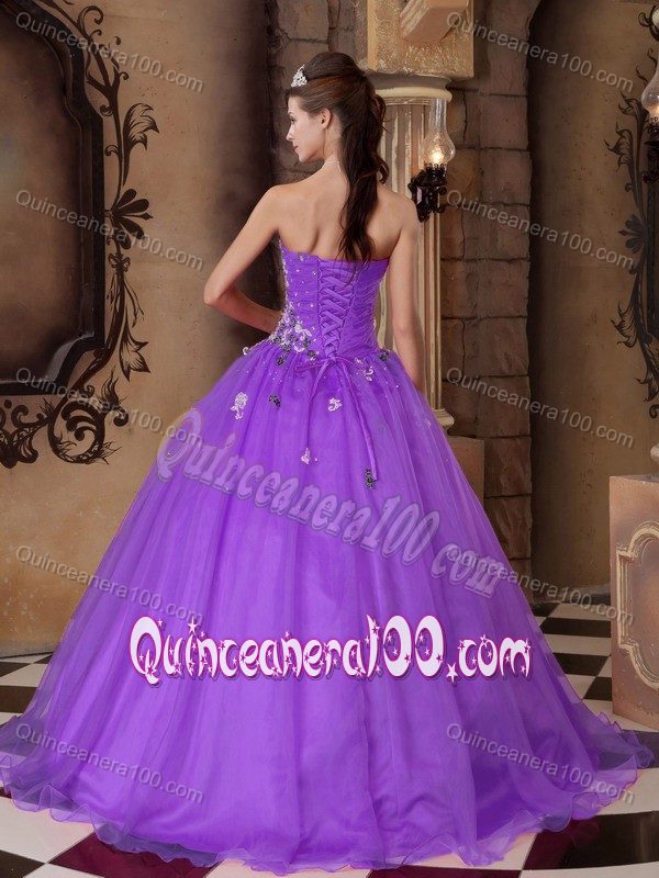 Purple Princess Sweetheart Organza Sweet Sixteen Dresses