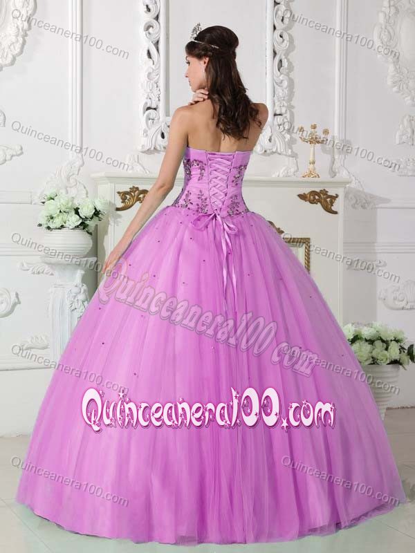 Lavender Sweetheart Taffeta and Tulle Dress for Quinceaneras