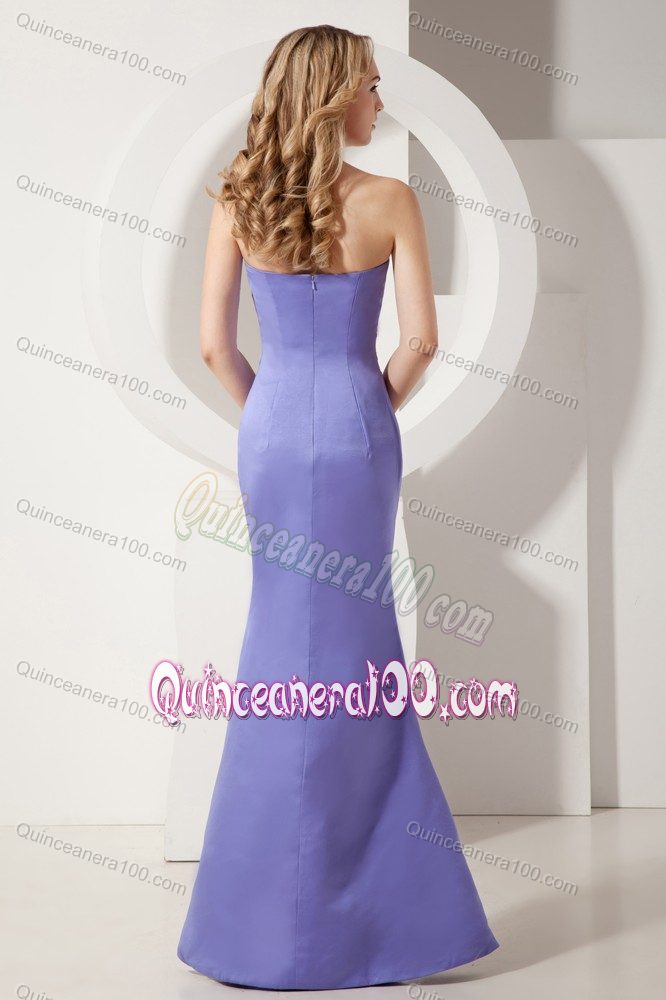 Lilac Mermaid Ruching Sweetheart Floor-length Party Dama Dresses
