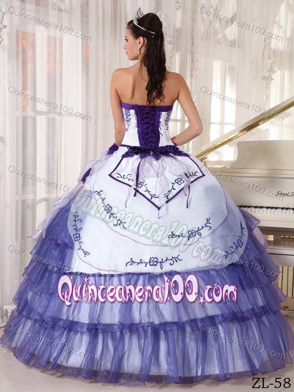 Ball Gown Embroidery Sweetheart Quinceanera Dress with Ruffles