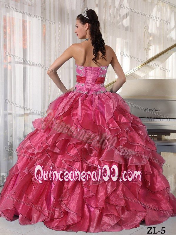 Vintage Beading Bodice Organza Quinceanera Dresses with Ruffles
