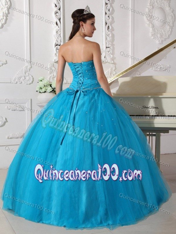 Chic Sweetheart Tulle Beading and Ruches Ball Gown Quinces Dresses ...