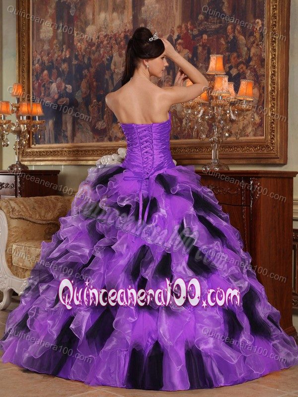 Beading Purple and Purple Ruches and Ruffles Sweet 15 Dresses