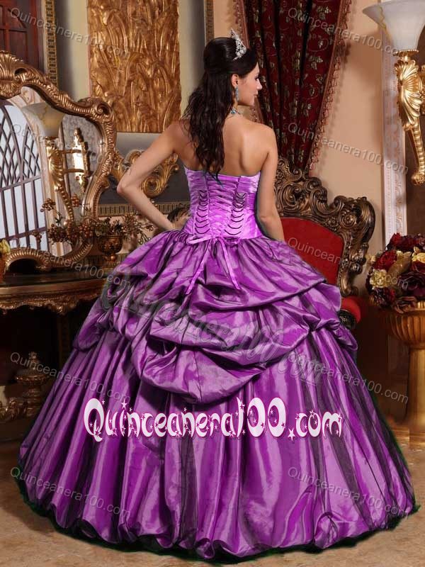 Strapless Hand Made Flowers Accent Pick-ups Pleats Quince Dresses