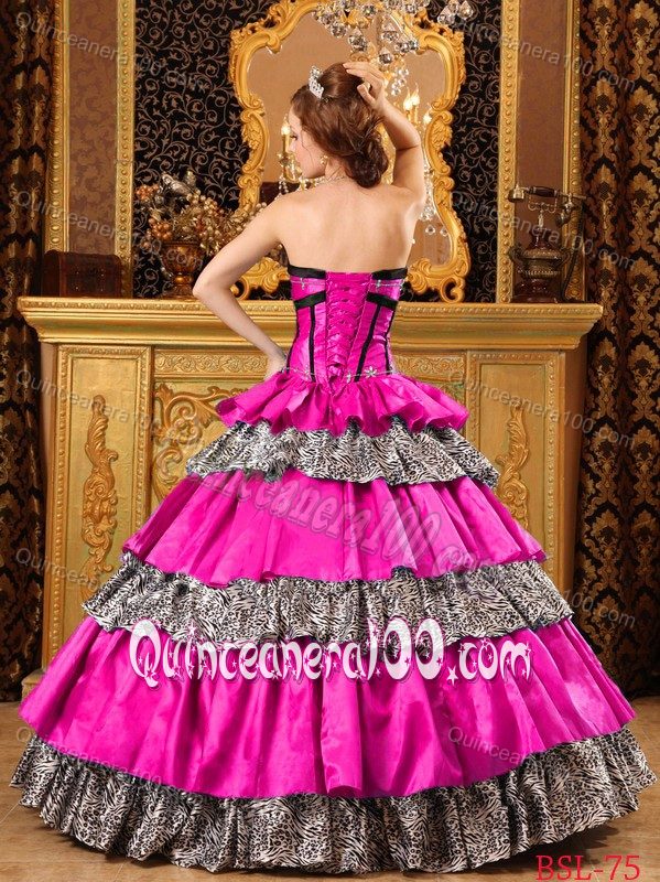Animal Print Ruffled Layers Multi-color Corset Dress for Sweet 16