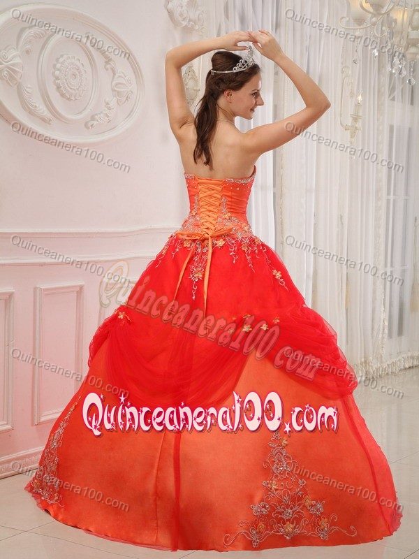 Fashionable Strapless Appliqus Quinceanera Gowns Tulle and Taffeta