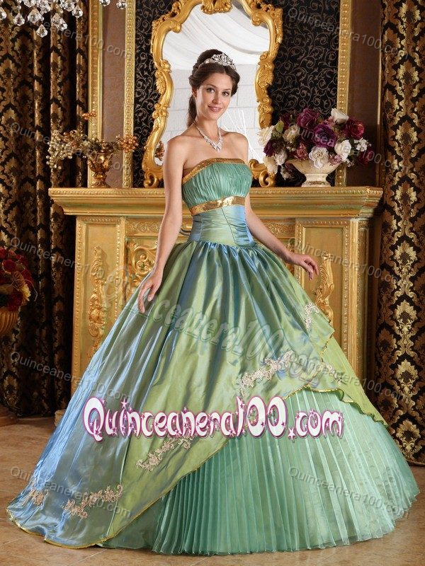 Perfect Strapless Embroidery Quinceanera Gown with Pleats Plus