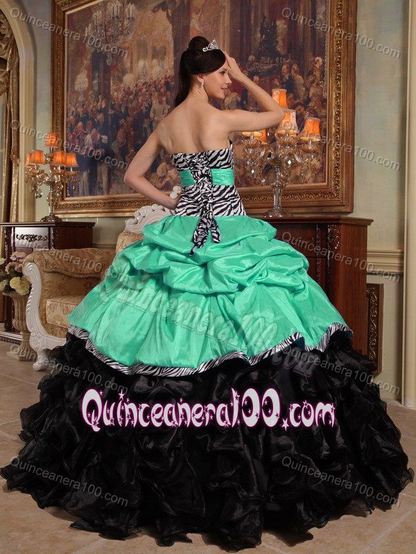 Special Style Zebra Print Ruffled Multi-colored Sweet 16 Dress