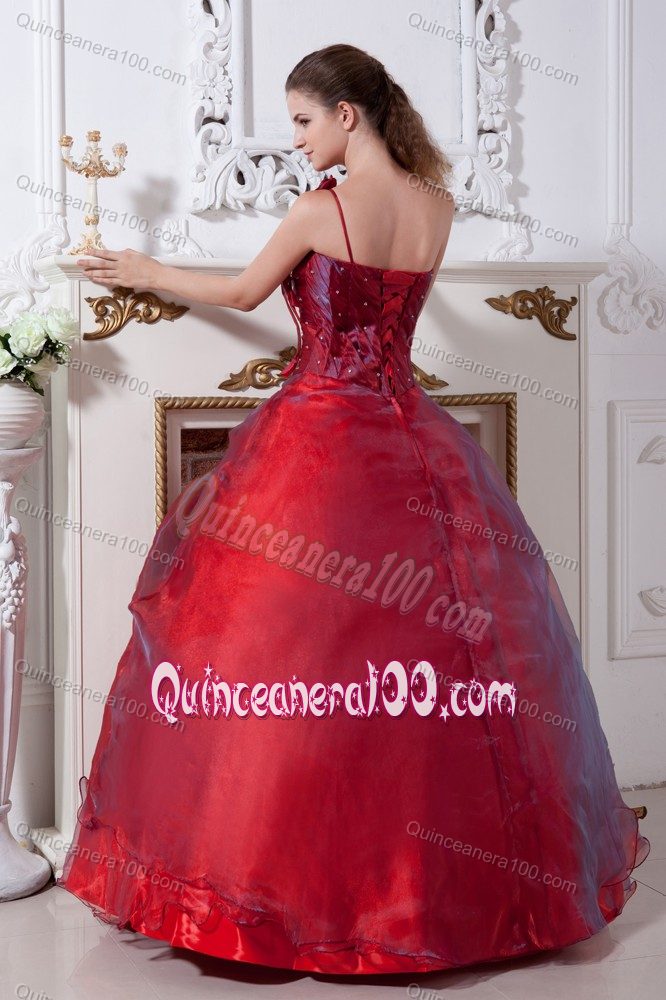 Chic Wine Red One Shoulder Taffeta and Organza Dresses Quince