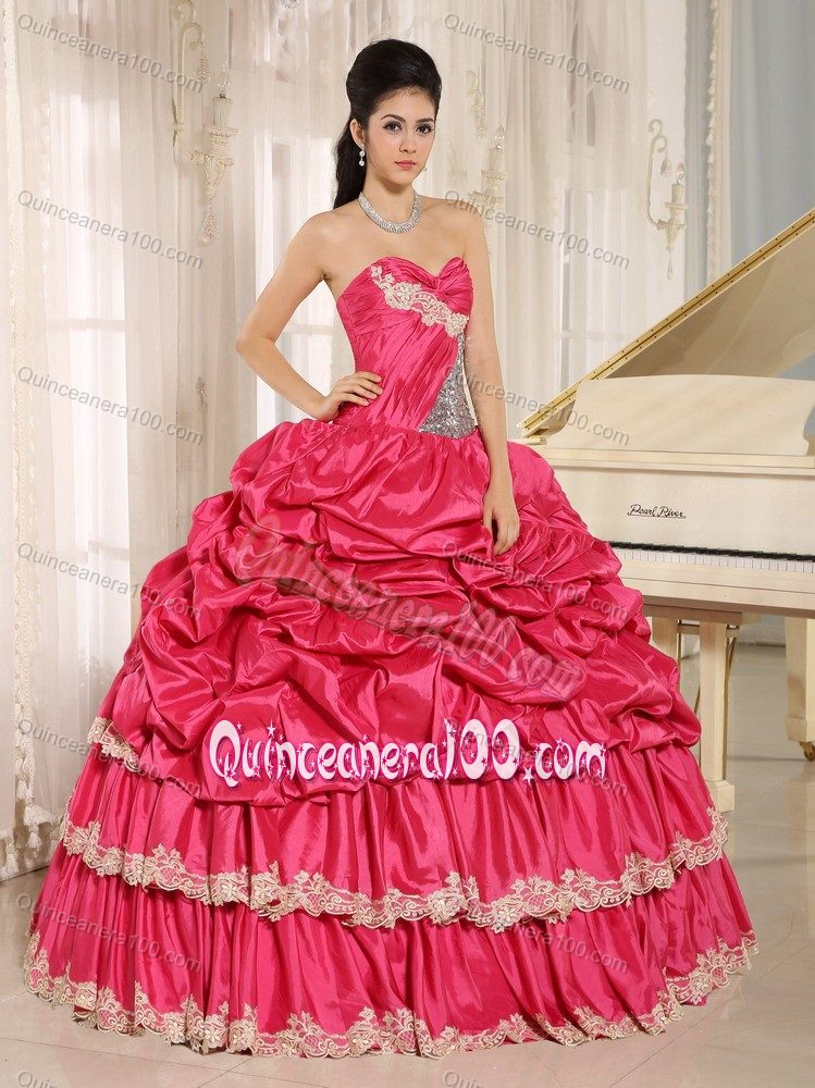 Popular Hot Pink Beading Appliques and Pick-ups Dresses Quince