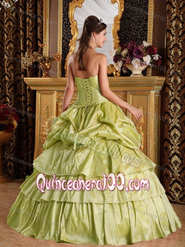 Beaded Floor-length Layered Taffeta Quinceanera Gown Dresses
