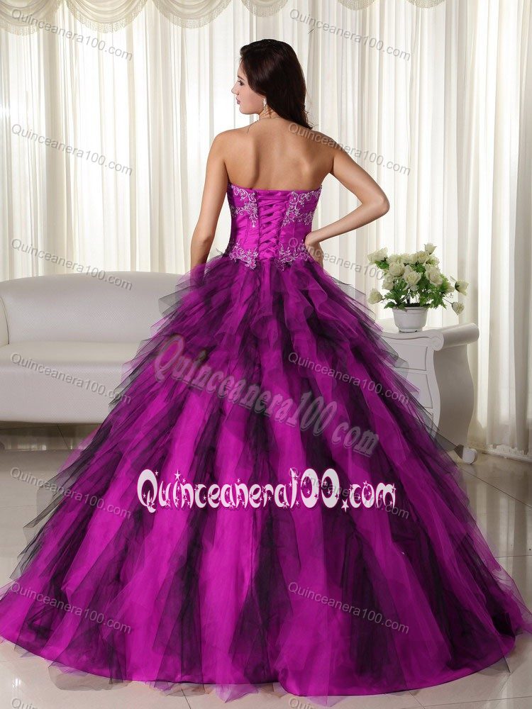 American Idol Custom Made Appliqued Floor-length Fuchsia Dress for ...
