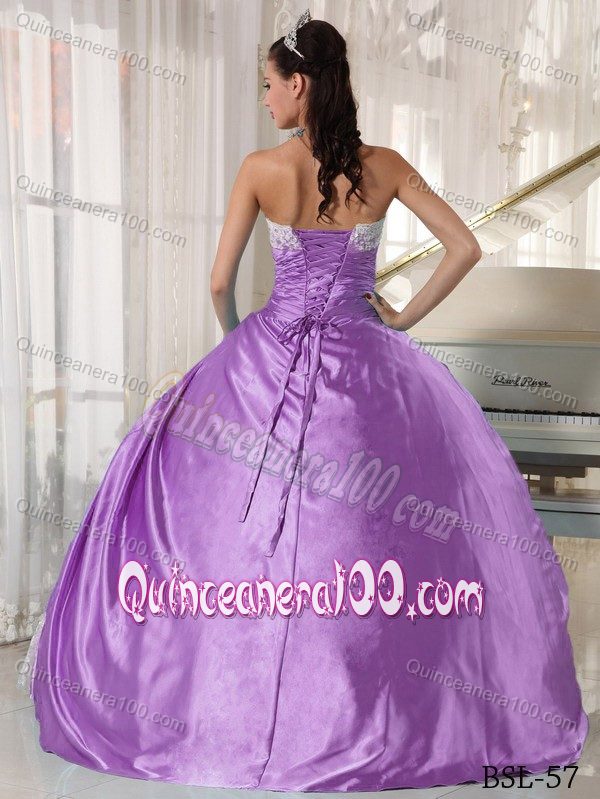 Recommended Taffeta Lace Light Purple Ruched Quince Dresses
