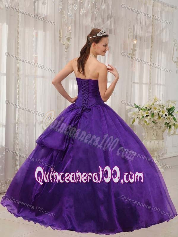Popular Beaded Bodice Organza Quinces Dresses in Eggplant Purple