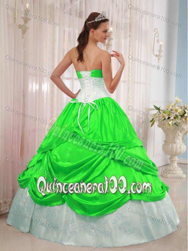 Latest Pick-ups Quinceanera Party Dress in Spring Green and White