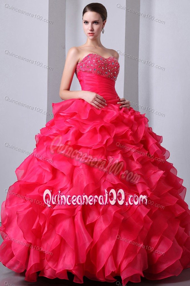 Beaded and Ruched Quinceanera Dress Ruffled Layers