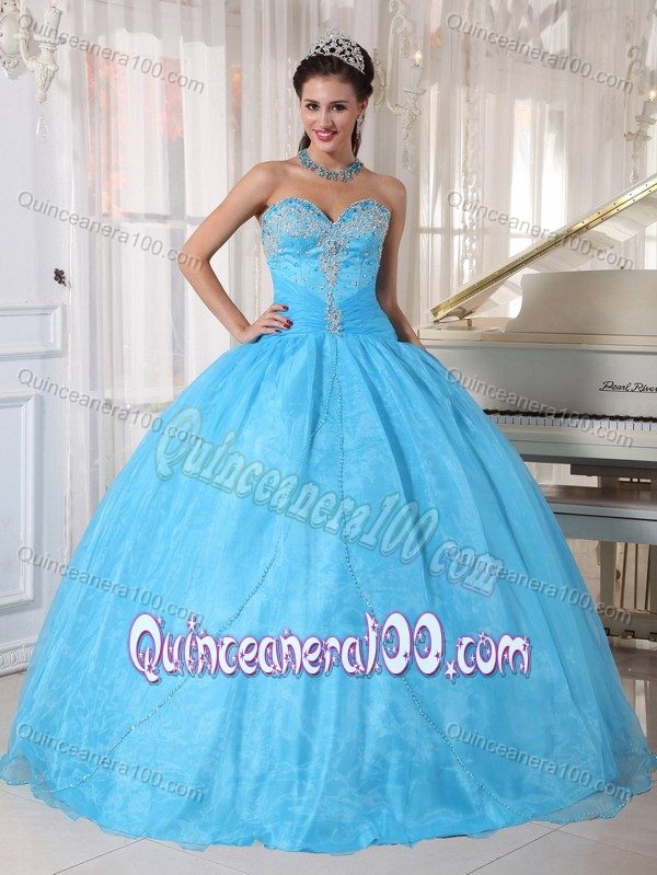 Sweetheart Appliques Quinceanera Dress Baby Blue for 2014 Spring ...