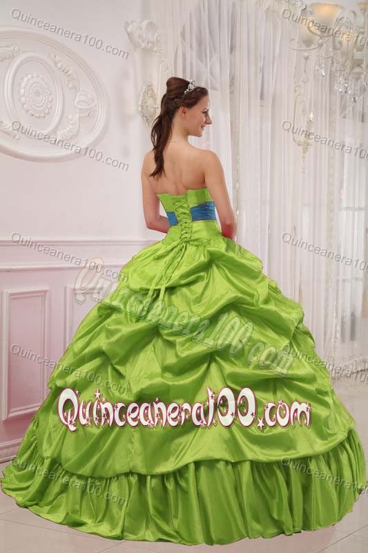 Beaded Spring Green and Blue Dresses for 15 of Strapless 2014