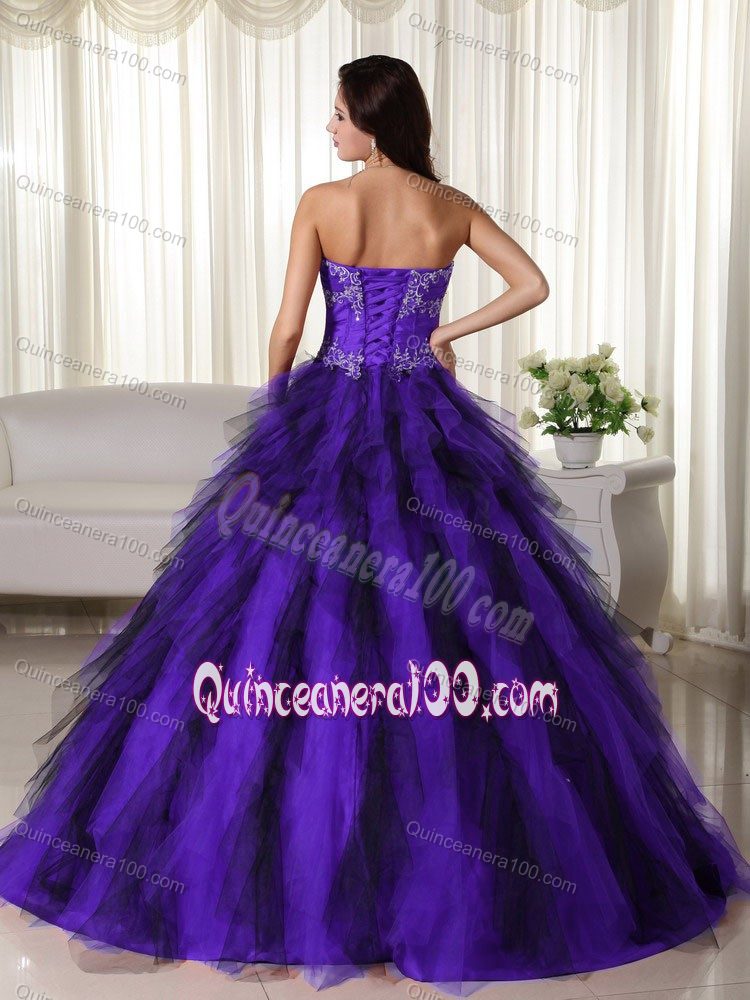 Purple and Black Quinceanera Dresses with Appliques and Ruffles The Academy Awards